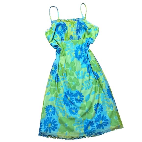 Vintage Y2K Floral Spring Summer Tank Tropical Cami Dress Xhiliration Small - Picture 1 of 5